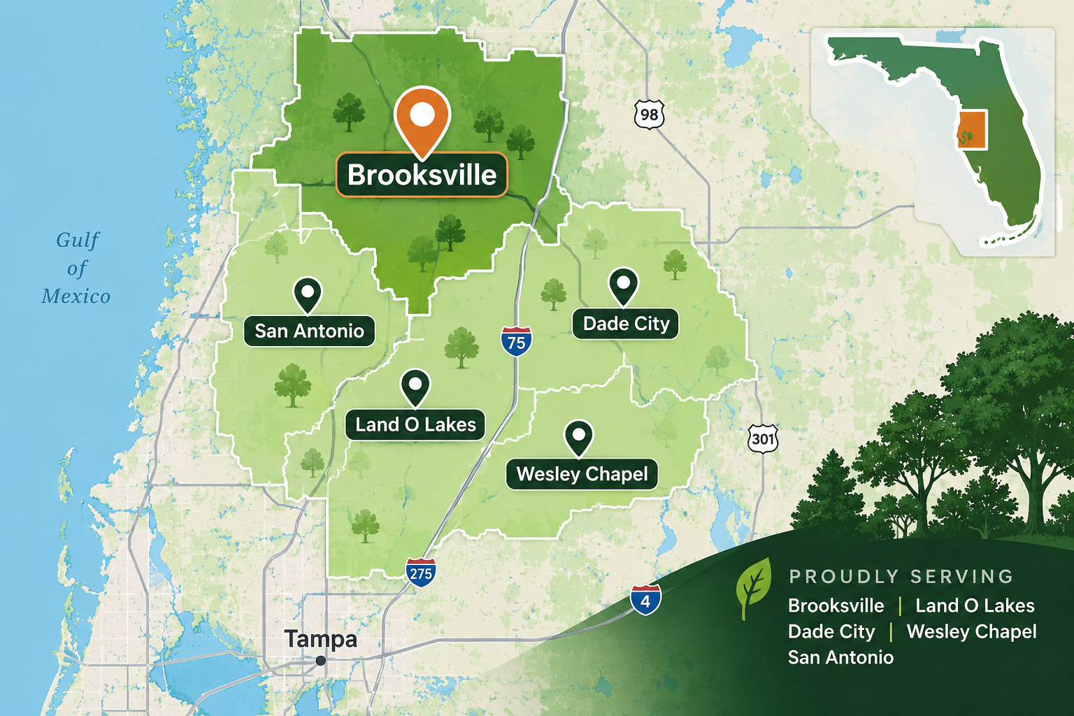 Brooksville Tree Care Service Map